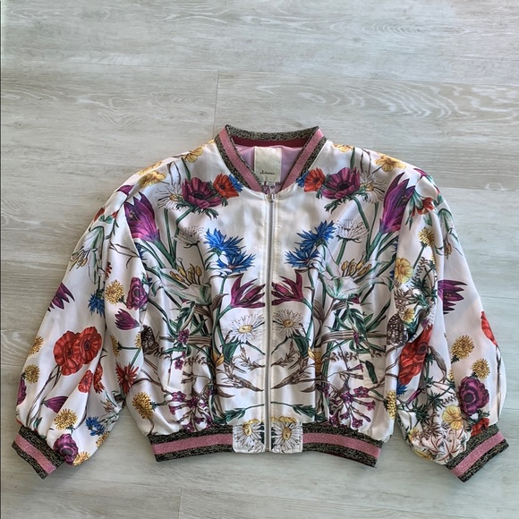 Elevenses Floral Bomber Jacket, Large. Like New. - Picture 2 of 12